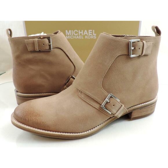 Michael Kors Adams Monk Strap Bootie Suede Beige Dark Khaki Size 10 - Picture 3 of 7